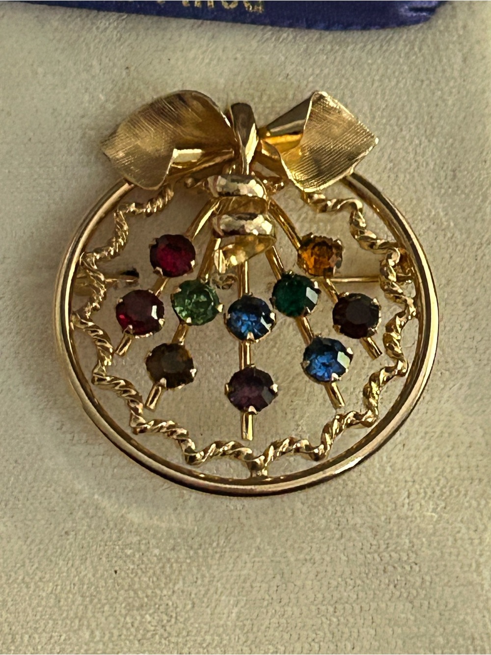 Gold-filled Multicolor Crystal Bouquet Round Brooch